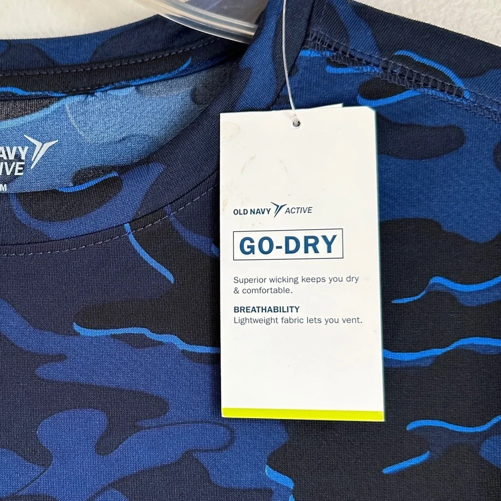 3/$20💥 Old Navy Active Boys Go-Dry T-Shirt Breathable Lightweight Blue Camo NWT